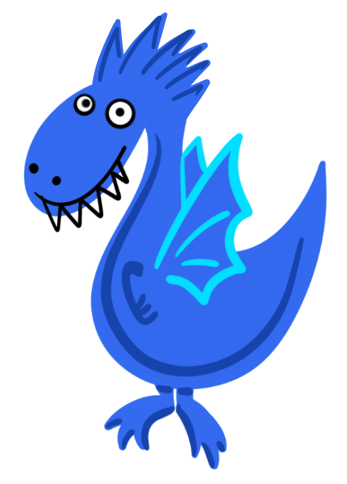 one blue cartoon dragon