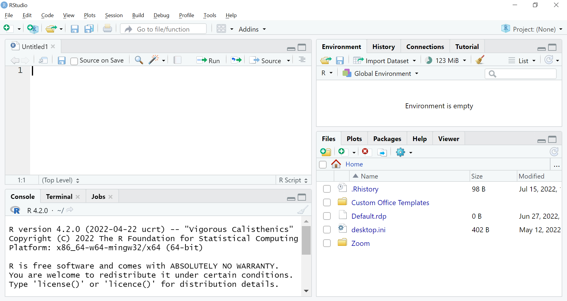 Two zoomed in screenshots of the top left menus in RStudio. The first screenshot shows a black rectangle highlighting an icon which is a white square with a plus inside a green circle. The second screenshot shows a black rectangle highlighting a menu item that reads R Script followed by the associated keyboard shortcut, Ctrl + Shift + N.